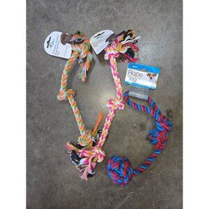 Dukes‎ Pet Products Cotton Knotted Dog Pull Rope Toy 3 Pack Set